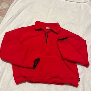 Pink quarter zip crop sweater